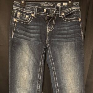 Miss Me Indigo Denim Jeans with White Stitching